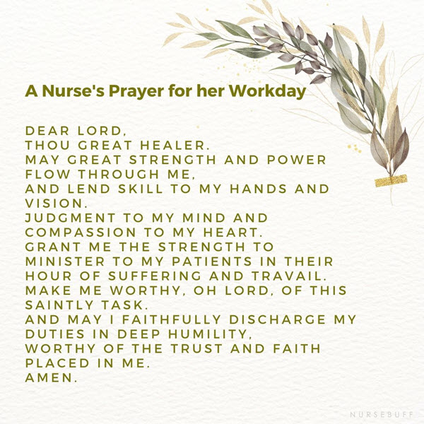 a nurses prayer for her workday