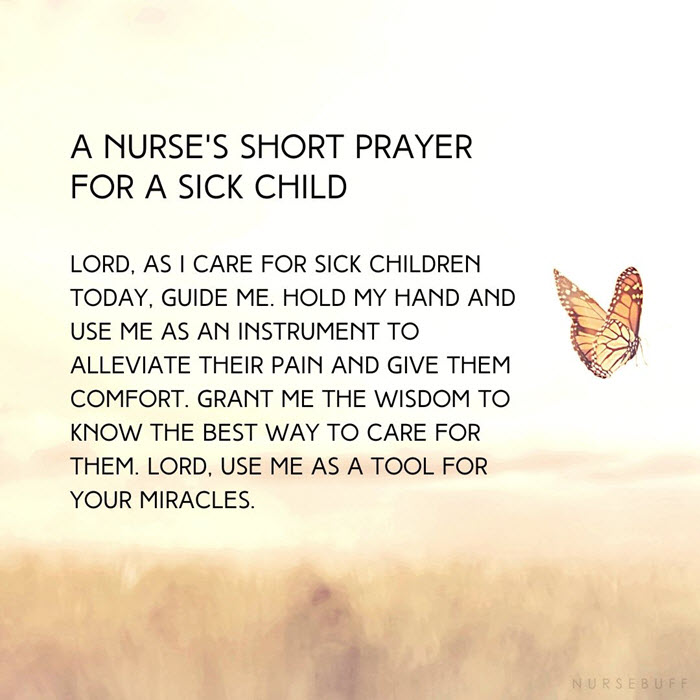 a nurses short prayer for a sick child