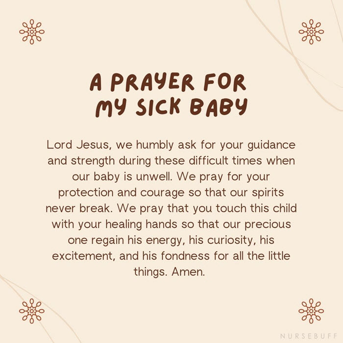 a prayer for my sick baby