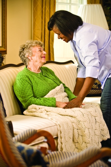 elderly in a blanket