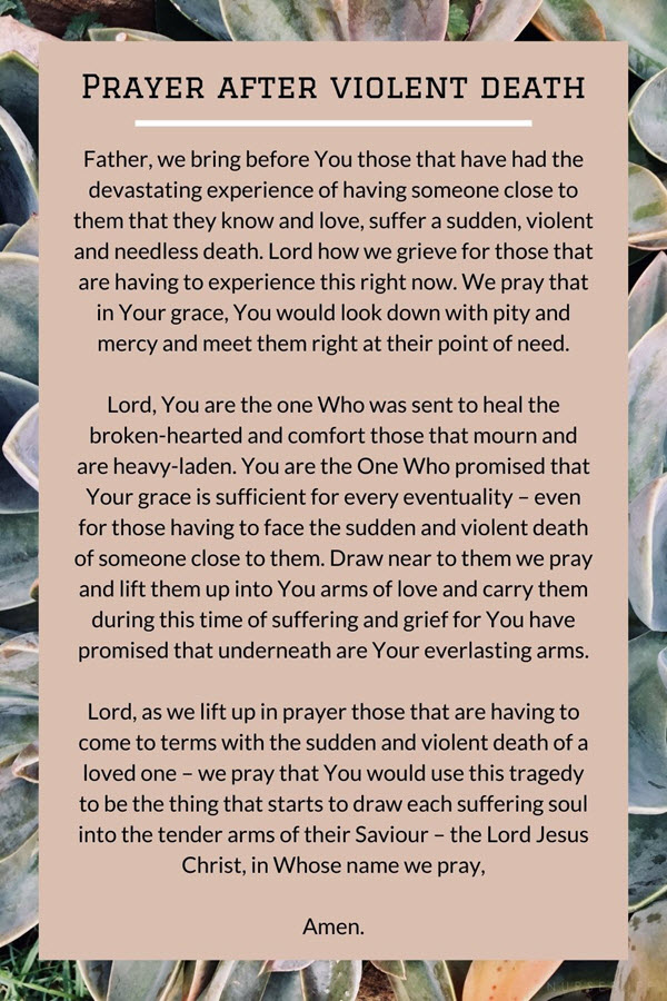 prayer after violent death