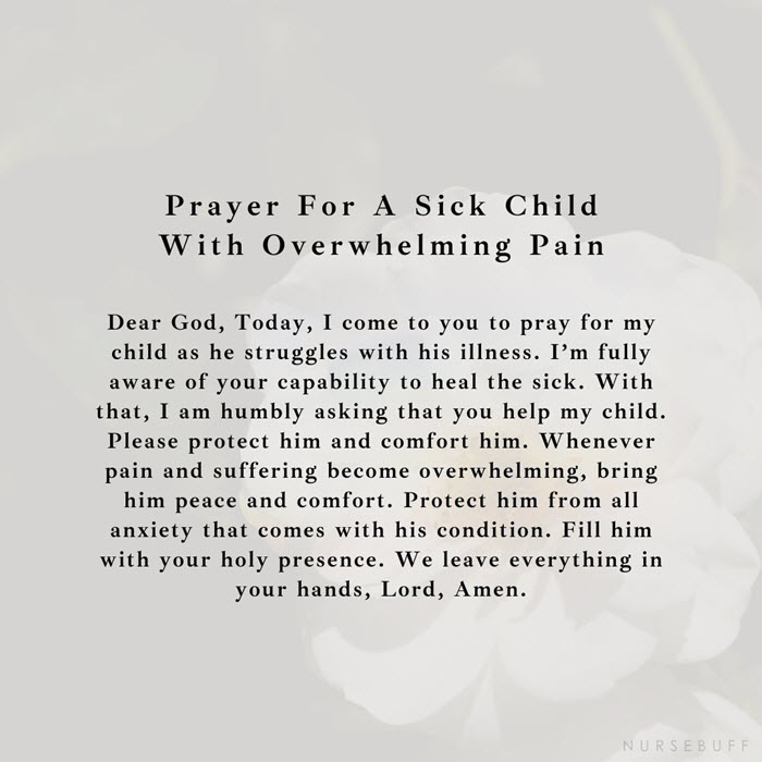 prayer for a sick child with overwhelming pain