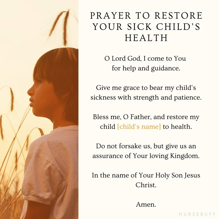 prayer to restore your sick childs health