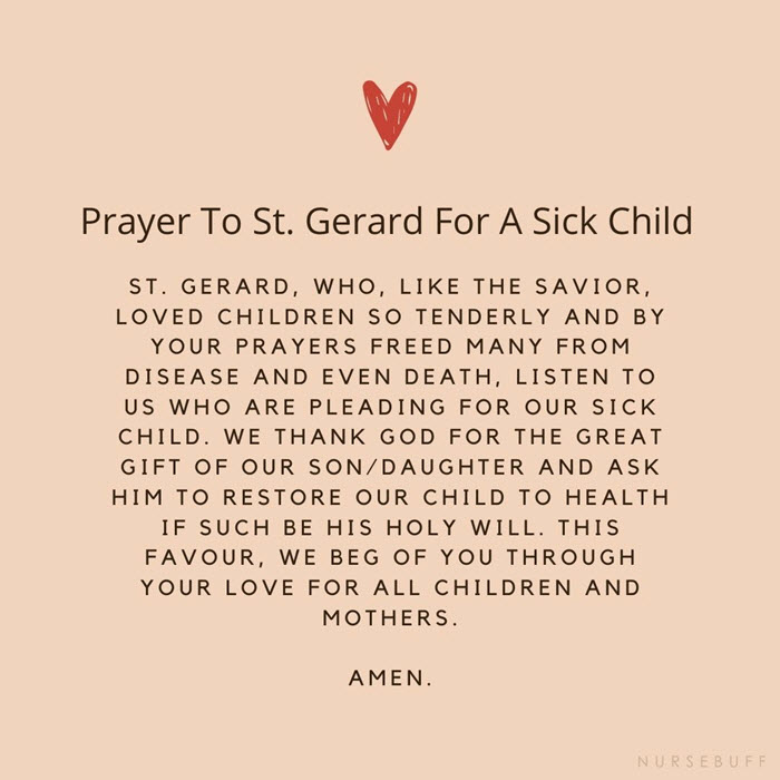 prayer to st gerard for a sick child