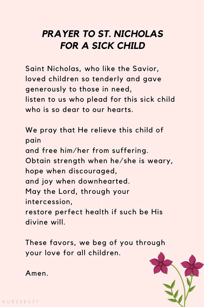 prayer to st nicholas for a sick child