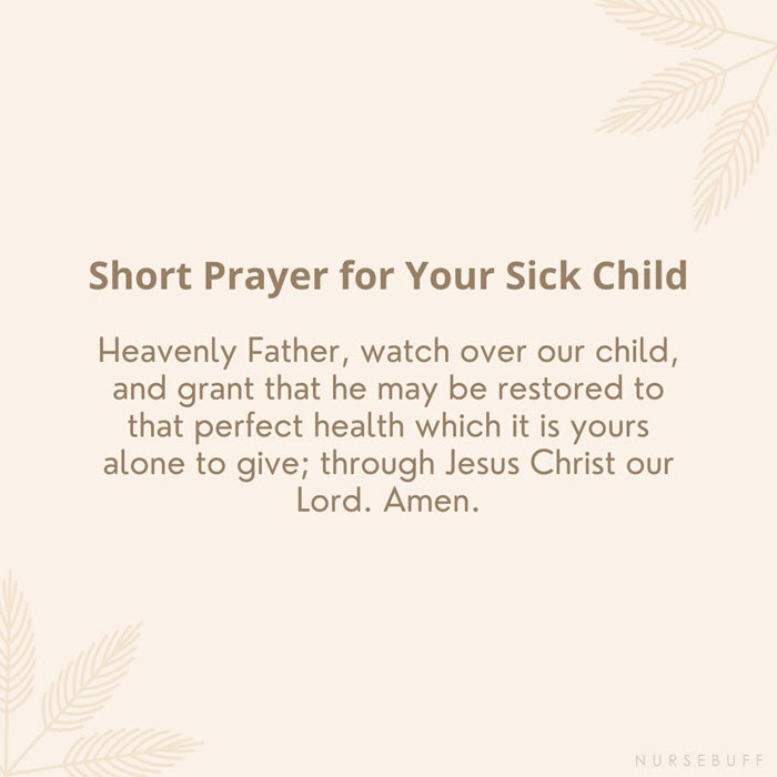 short prayer for your sick child