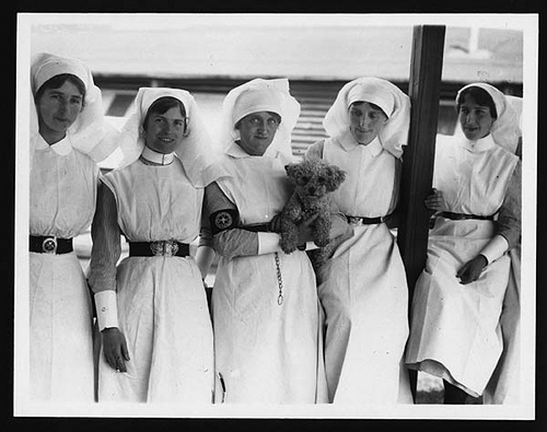 vintage nurses with dog